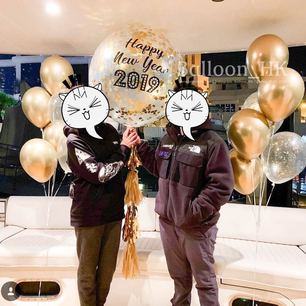 36" 橡膠閃閃透明氣球+4節流蘇 - Message