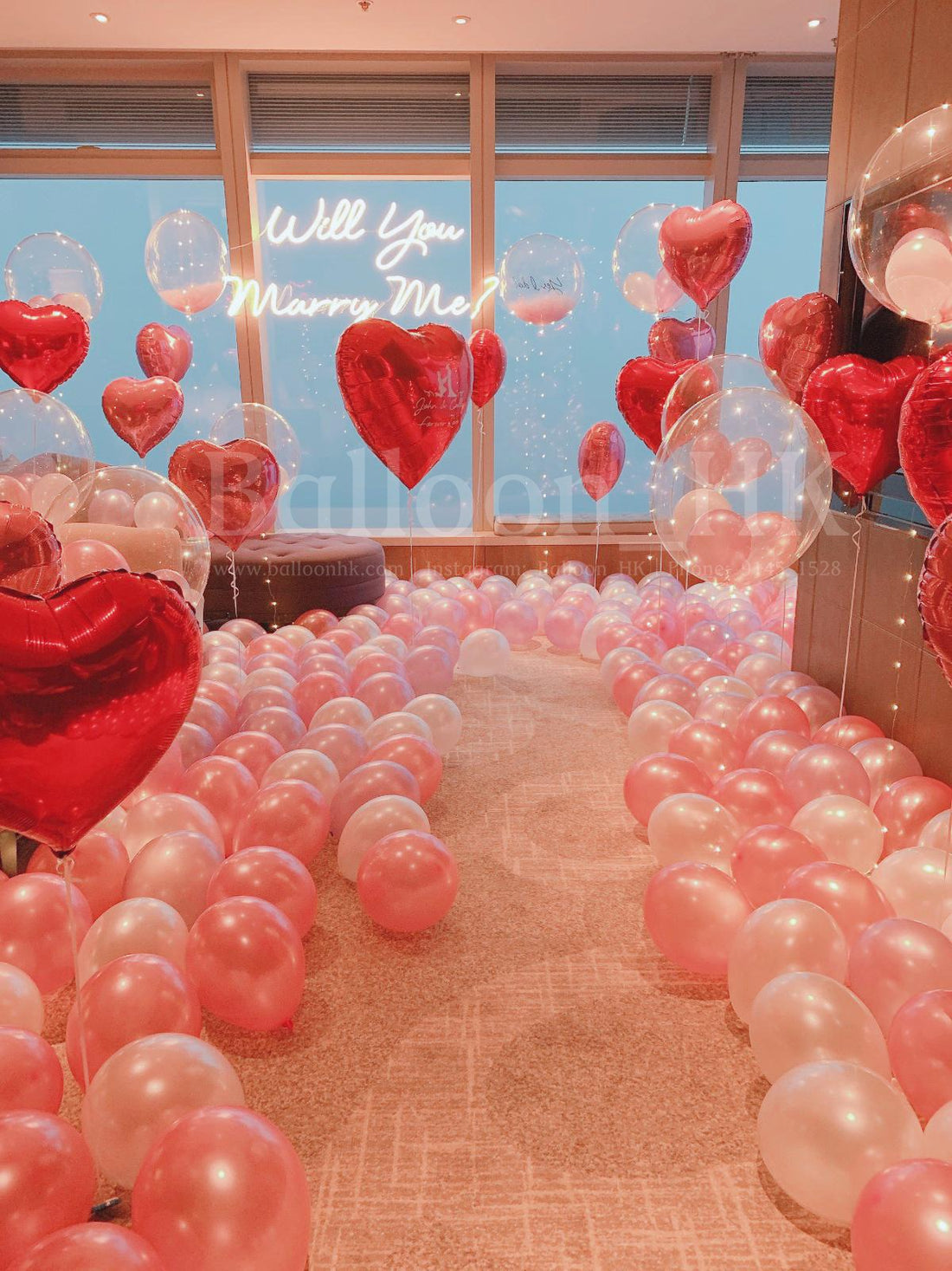 求婚氣球｜酒店求婚佈置｜求婚裝飾｜Balloon HK