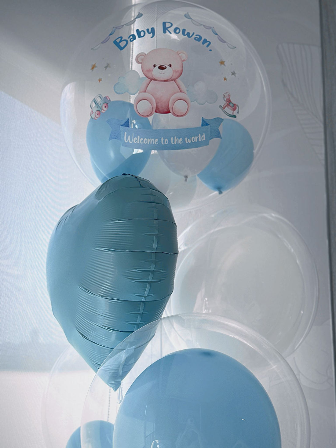 Welcome Baby 氣球束 1 - 粉藍